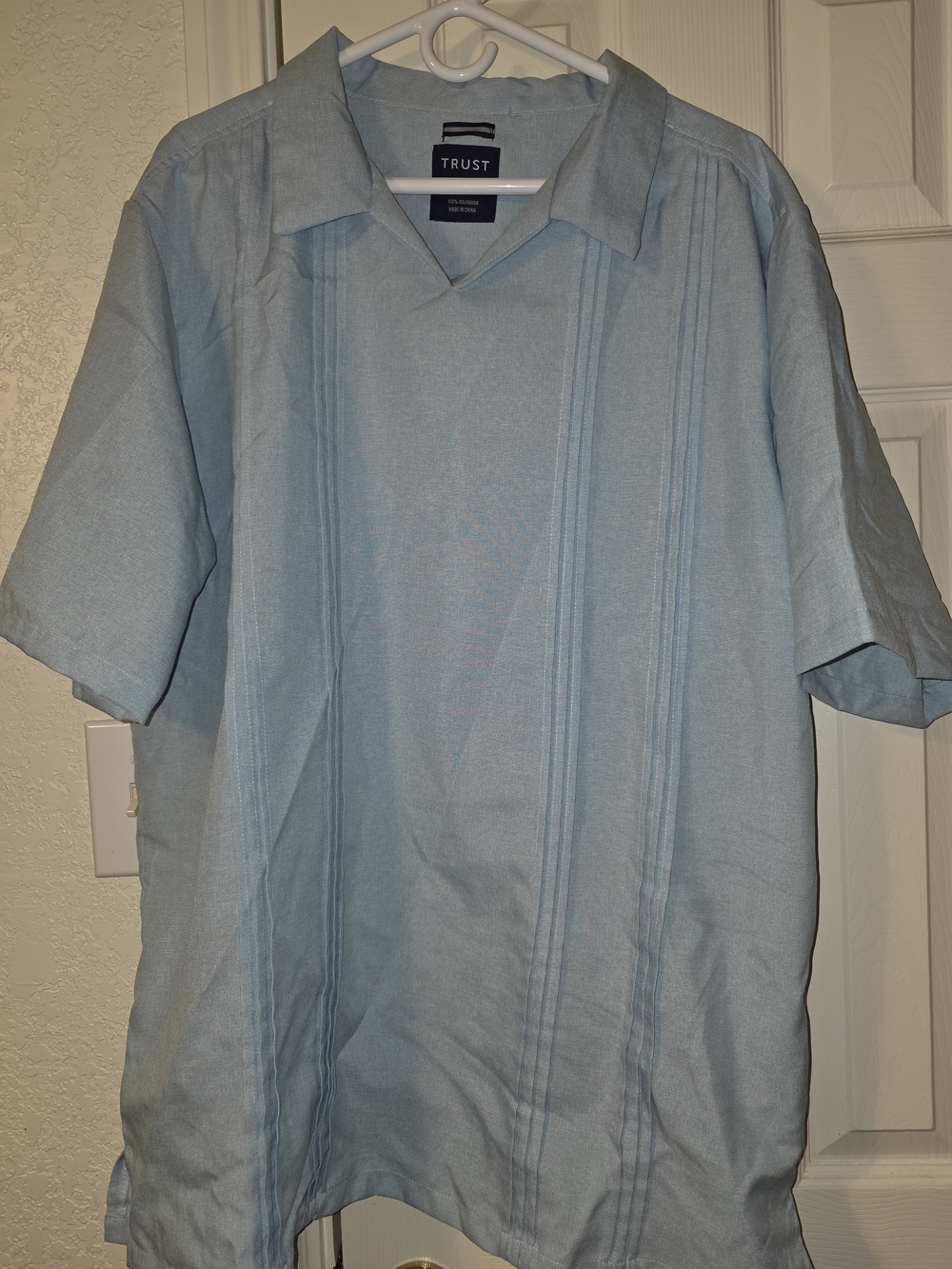 Trust Light Blue Short-Sleeve Camp Collar Button-Down Shirt